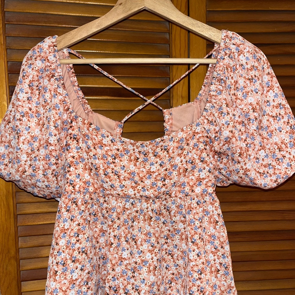 Altar'd State Floral Blouse - Pink and Blue